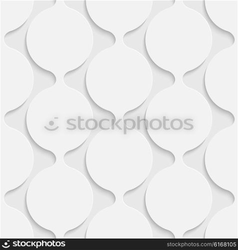 Seamless Curved Shape Pattern. Vector Soft Background. Regular White Texture. Seamless Curved Shape Pattern