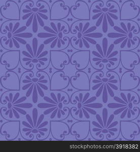 Seamless cute blue Greek floral pattern, endless texture for wallpaper or scrap booking