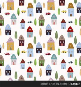 Seamless cute home pattern background