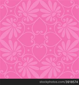 Seamless cute pink Greek floral pattern, endless texture for wallpaper or scrap booking