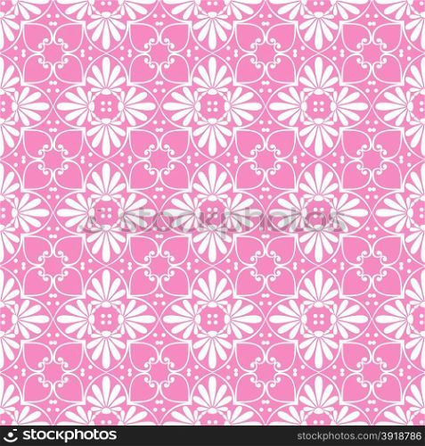 Seamless cute pink Greek floral pattern, endless texture for wallpaper or scrap booking