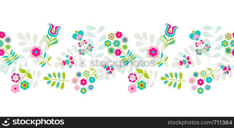 Seamless cute small flower border pattern design