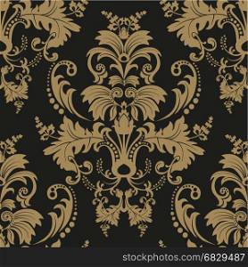 Seamless damask pattern. Dark background