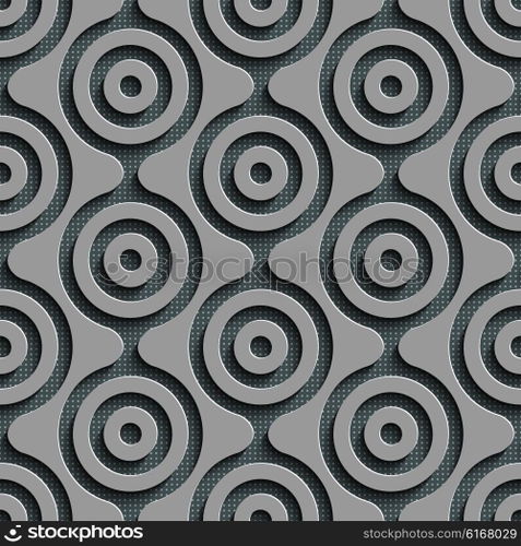 Seamless Damask Pattern. Vector Circle Background. Gray Regular Texture. Seamless Damask Pattern