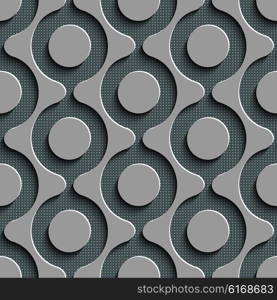 Seamless Damask Pattern. Vector Circle Background. Gray Regular Texture. Seamless Damask Pattern