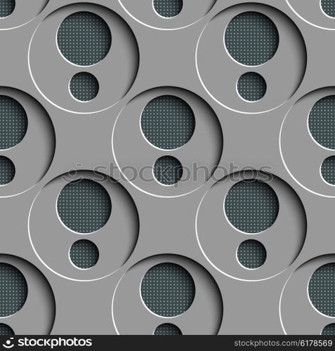 Seamless Damask Pattern. Vector Circle Background. Gray Regular Texture. Seamless Damask Pattern