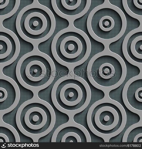Seamless Damask Pattern. Vector Circle Background. Gray Regular Texture. Seamless Damask Pattern