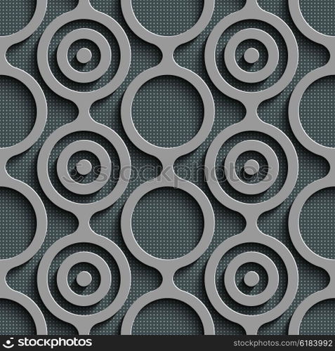 Seamless Damask Pattern. Vector Circle Background. Gray Regular Texture. Seamless Damask Pattern