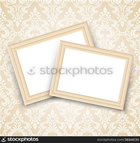 Seamless damask pattern with two frames. Luxury illustration