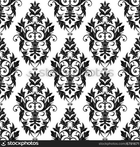 Seamless decorative damask floral pattern. Royal wallpaper. Background best for invitations or announcements. Elegant luxury texture for wallpapers, backgrounds and page fill. Vector illustration.