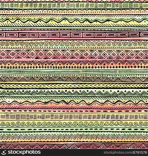 Seamless decorative hand drawn ethnic pattern . Vector tribal background for fabric, textile, wrapping paper, web pages, wedding invitations, save the date cards.