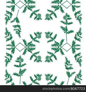 Seamless decorative pattern of a green plant over white, ornamental decoration for Christmas