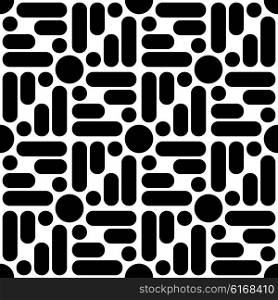 Seamless Diagonal Stripe and Circle Pattern. Vector Black and White Background. Seamless Diagonal Stripe and Circle Pattern