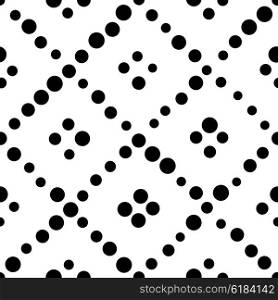 Seamless Diagonal Stripe and Circle Pattern. Vector Black and White Background. Seamless Diagonal Stripe and Circle Pattern