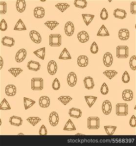 Seamless diamond and jewels on red pattern vector illustration