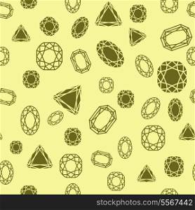 Seamless diamond and jewels on yellow pattern vector illustration