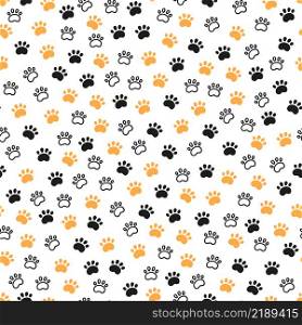 Seamless dog pattern with paw prints. Cat foots texture. Pattern with doggy pawprints. Dog texture. Hand drawn vector illustration in doodle style on white background.. Seamless dog pattern with paw prints. Cat foots texture. Pattern with doggy pawprints. Dog texture. Hand drawn vector illustration in doodle style on white background