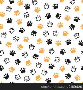 Seamless dog pattern with paw prints. Cat foots texture. Pattern with doggy pawprints. Dog texture. Hand drawn vector illustration in doodle style on white background.. Seamless dog pattern with paw prints. Cat foots texture. Pattern with doggy pawprints. Dog texture. Hand drawn vector illustration in doodle style on white background