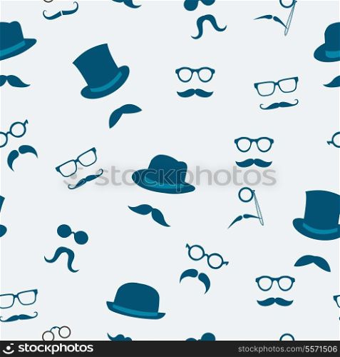 Seamless doodle accessories of mustache hats and glasses pattern background vector illustration