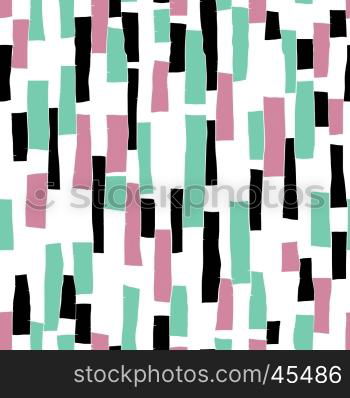 Seamless doodle blocks vertical stripes patchwork pattern