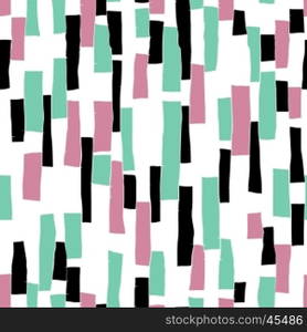 Seamless doodle blocks vertical stripes patchwork pattern