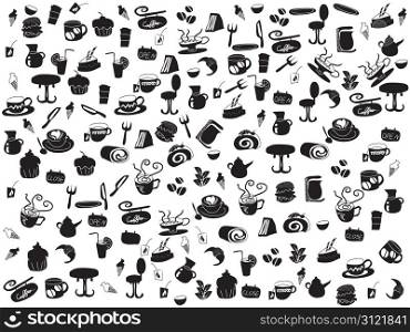 seamless doodle coffee and tea patterns for webdesign