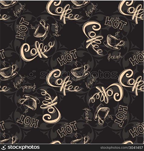 seamless doodle coffee pattern . seamless doodle coffee pattern ,hand drawn vector illustration. seamless doodle coffee pattern