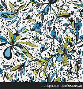 Seamless doodle floral background, gorgeous floral pattern vector illustration