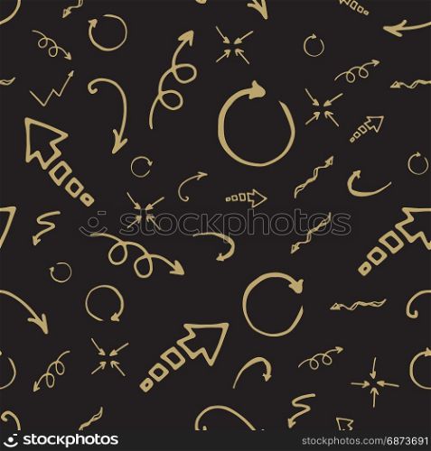 Seamless doodle ink pointer and arrow pattern. Seamless pattern. Doodle ink, hand drawn pointers, arrows and other signs. Vector image.