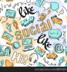 Seamless doodle social media pattern background vector illustration