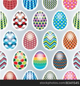 Seamless Easter egg pattern on a silver grey background