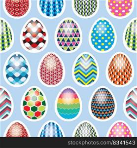 Seamless Easter egg pattern on blue background