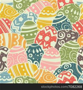 Seamless easter eggs pattern. Pastel colors vintage abstract background.