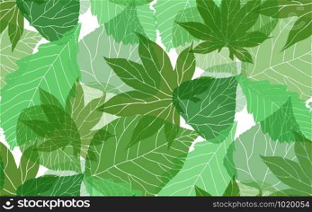 Seamless eco pattern with colorful translucent leaves for your creativity
