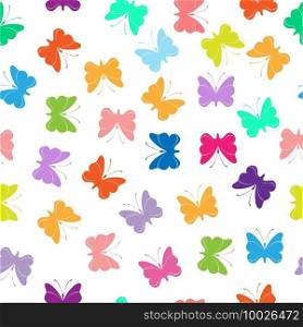 Seamless editable butterfly pattern for texture, textiles, and simple backgrounds. Flat Style
