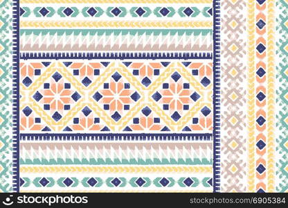 Seamless ethnic pattern. Decorative ornament, geometric elements for fabric, textile, web design, wrapping paper. Grainy texture background.