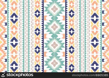 Seamless ethnic pattern. Decorative ornament, geometric elements for fabric, textile, web design, wrapping paper. Grainy texture background.