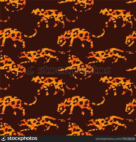 Seamless exotic pattern with abstract silhouettes of animals. Vector hand draw illustration.. Seamless exotic pattern with abstract silhouettes of animals.
