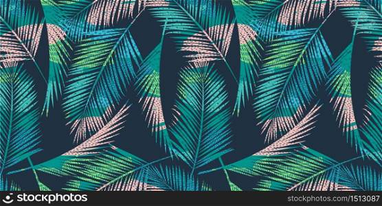 Seamless exotic pattern with tropical plants. Vector hand draw background.. Seamless exotic pattern with tropical plants. Vector background.