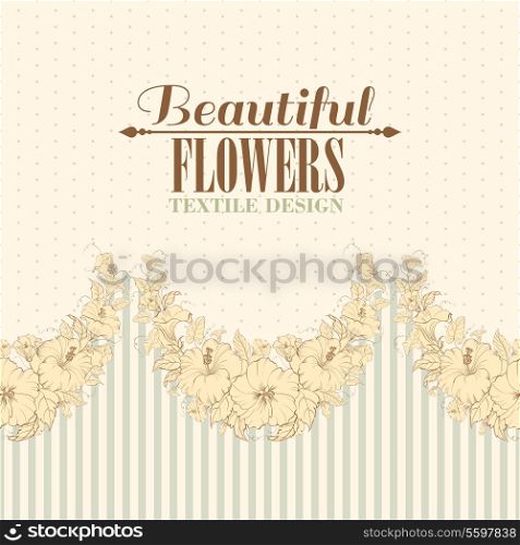 Seamless fabric design of hibiscus. Vector illustration.