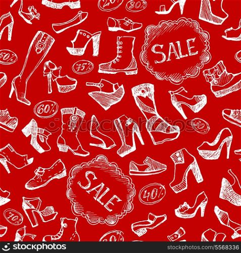 Seamless fashion shoes background pattern vector illustration