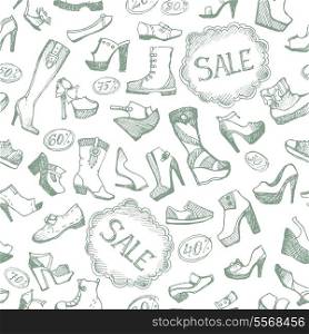 Seamless fashion shoes background pattern vector illustration