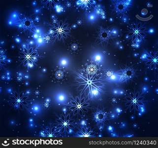 Seamless festive texture with sparkles, snowflakes. Snowstorm night. Vector element for your creativity. Seamless festive texture with sparkles, snowflakes. Snowstorm ni