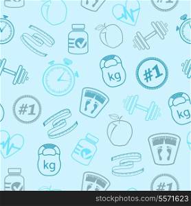 Seamless fitness accessories background pattern flat isolated vector illustration