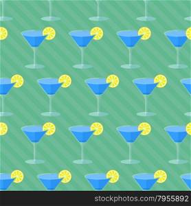 Seamless flat pattern with transparent cocktail glasses