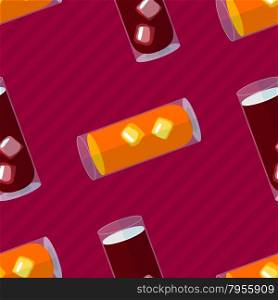 Seamless flat pattern with transparent cocktail glasses and ice
