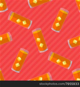 Seamless flat pattern with transparent cocktail glasses and ice