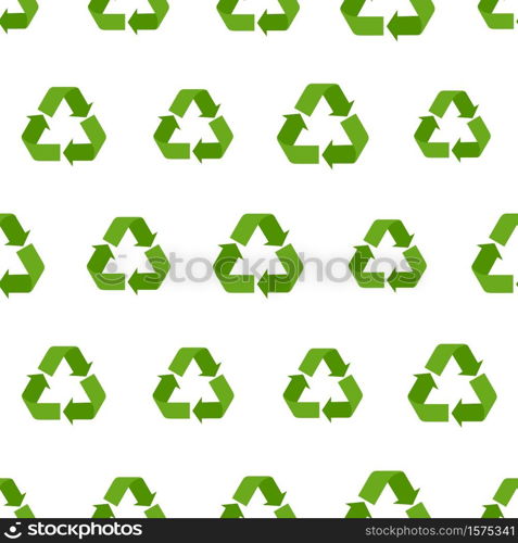 Seamless flat vector recycling sign pattern for packaging and print. Recycle symbols background for eco design. Seamless flat vector recycling sign pattern for packaging and print