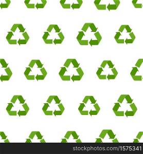 Seamless flat vector recycling sign pattern for packaging and print. Recycle symbols background for eco design. Seamless flat vector recycling sign pattern for packaging and print