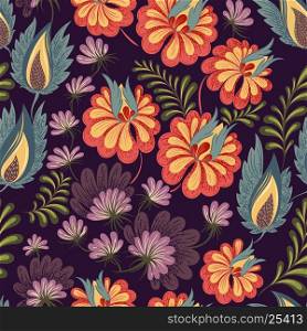 Seamless floral background pattern. Decorative backdrop for fabric, textile, wrapping paper, greeting card, invitation, wallpaper, web design. Vector illustration